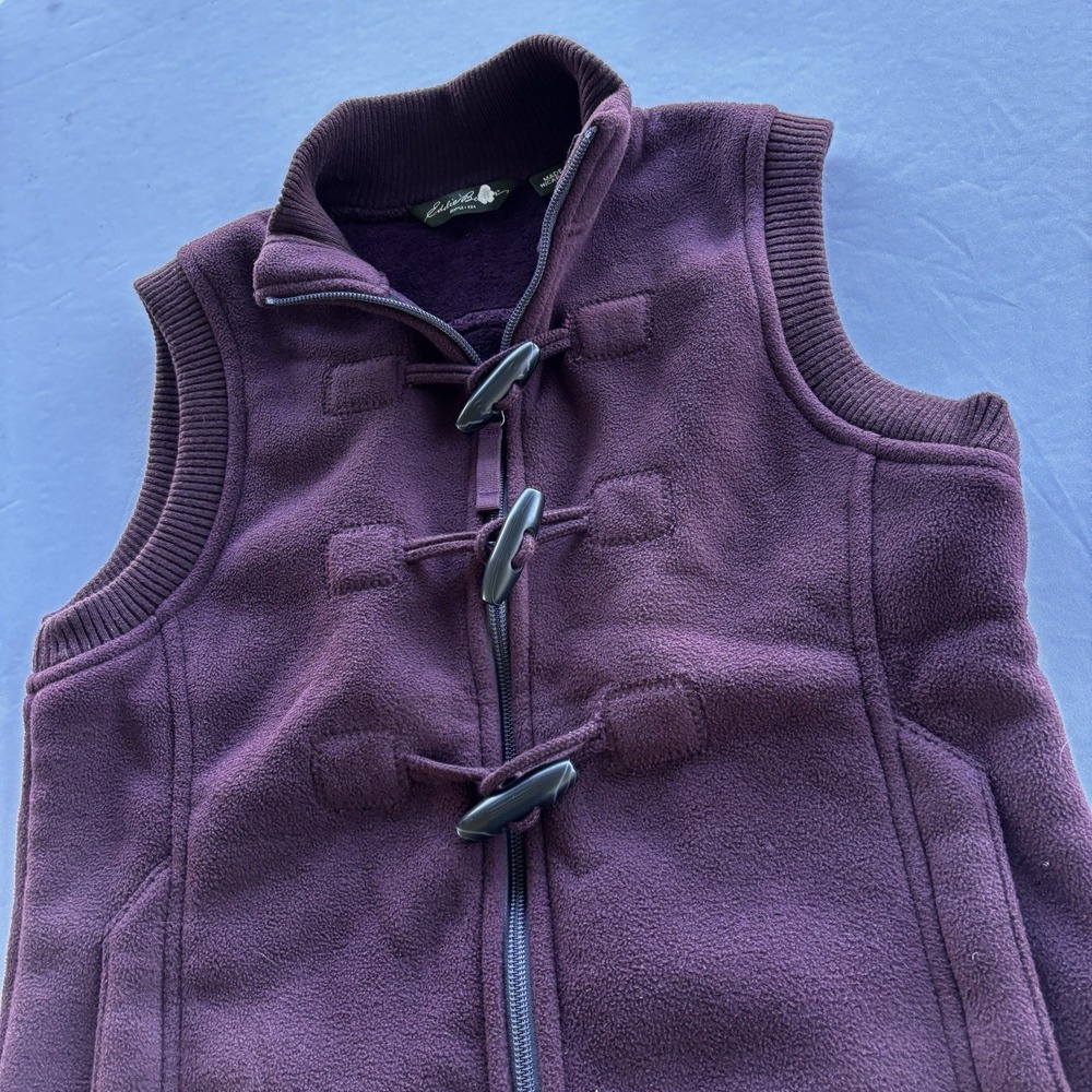 Eddie Bauer Women's Fleece Toggle Vest XS Purple Plum Zip Front Warm Soft